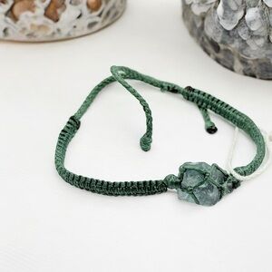 Handcrafted Green Braided Bracelet with Stone Accent